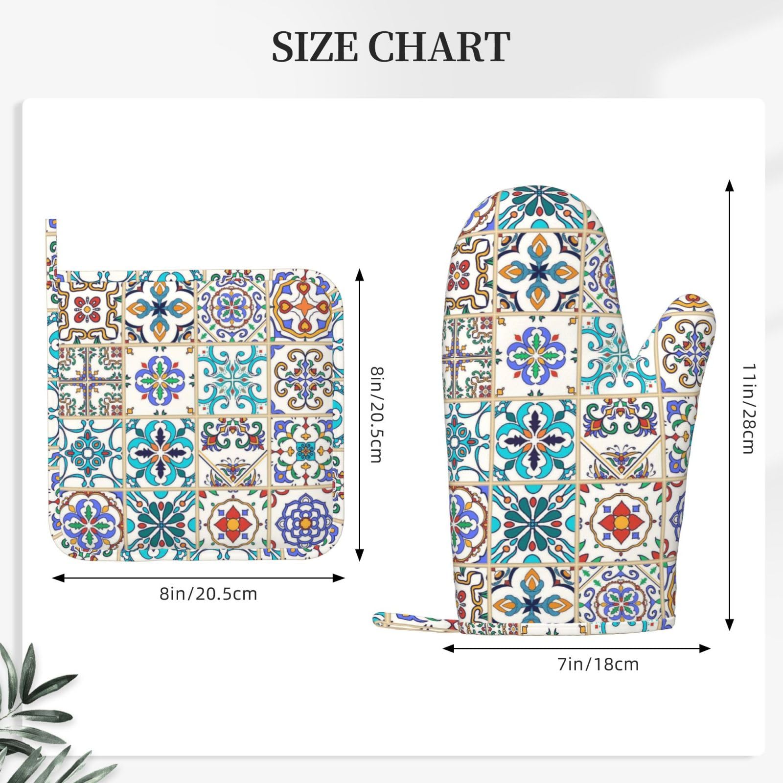 Boho Talavera Lot de 4 maniques et maniques à carreaux mexicains et ethniques exotiques résistants à la chaleur Motif mandala coloré Pour cuisine, pâtisserie, grillades et barbecue