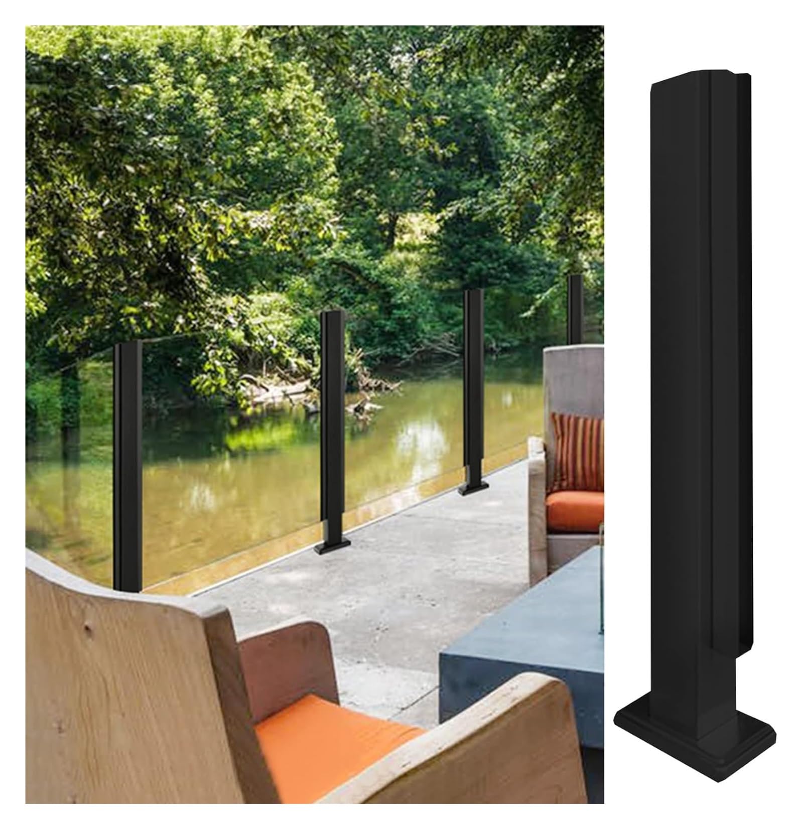Garde-corps de terrasse avec poteau balustre en verre pour balcon panoramique