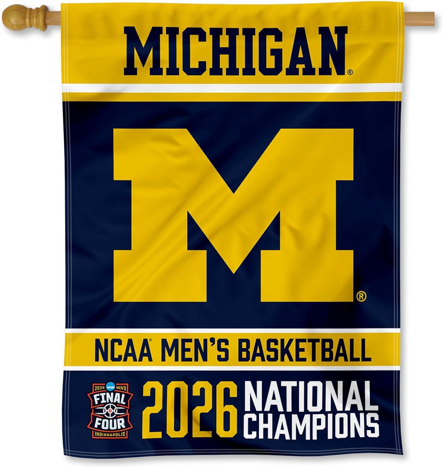 Michigan Team University Wolverines 2026 Basketball National Champions Double Sided House Banner Flag