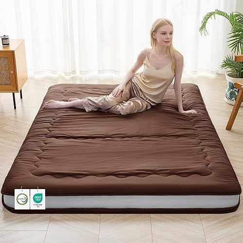 Auemtyn Colchón japonés de suelo, colchón de futón japonés de 4 pulgadas, futón Shiki plegable y portátil (shikibuton), colchón grueso enrollable