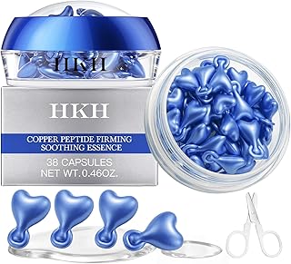 HKH Copper Peptides Serum for Face: 38 Capsules Anti-aging Facial Serum with GHK-Cu Peptide & Hyaluronic Acid for Fine Lines Wrinkles & Dryness - Daily Use for 30+ Women - Travel-Friendly