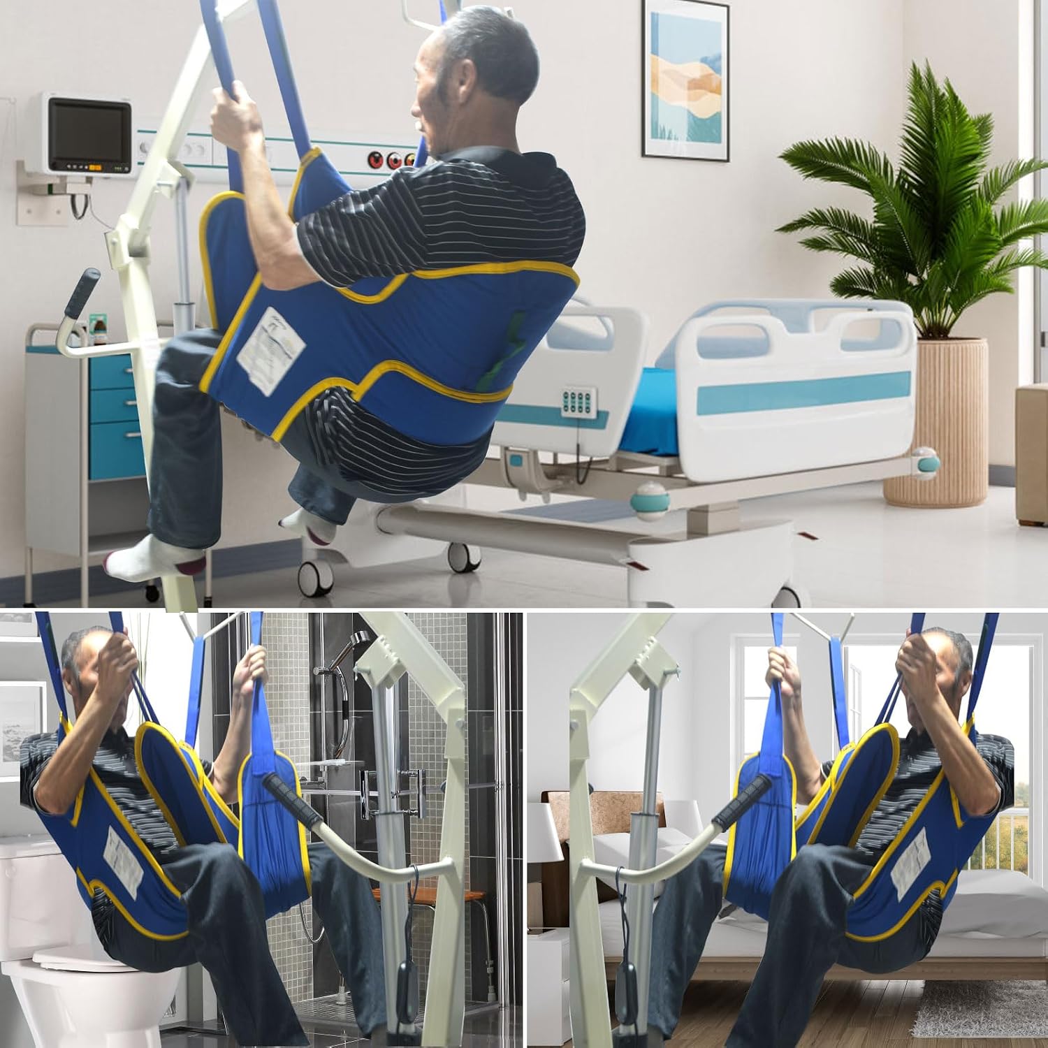 Full Body Sling Compatible with Tuffcare, Hoyer, Invacare, McKesson, Drive, Lumex, Medline, Joerns and Other Patient Lifts, Patient Lift Slings，450lb Weight Capacity (XL)