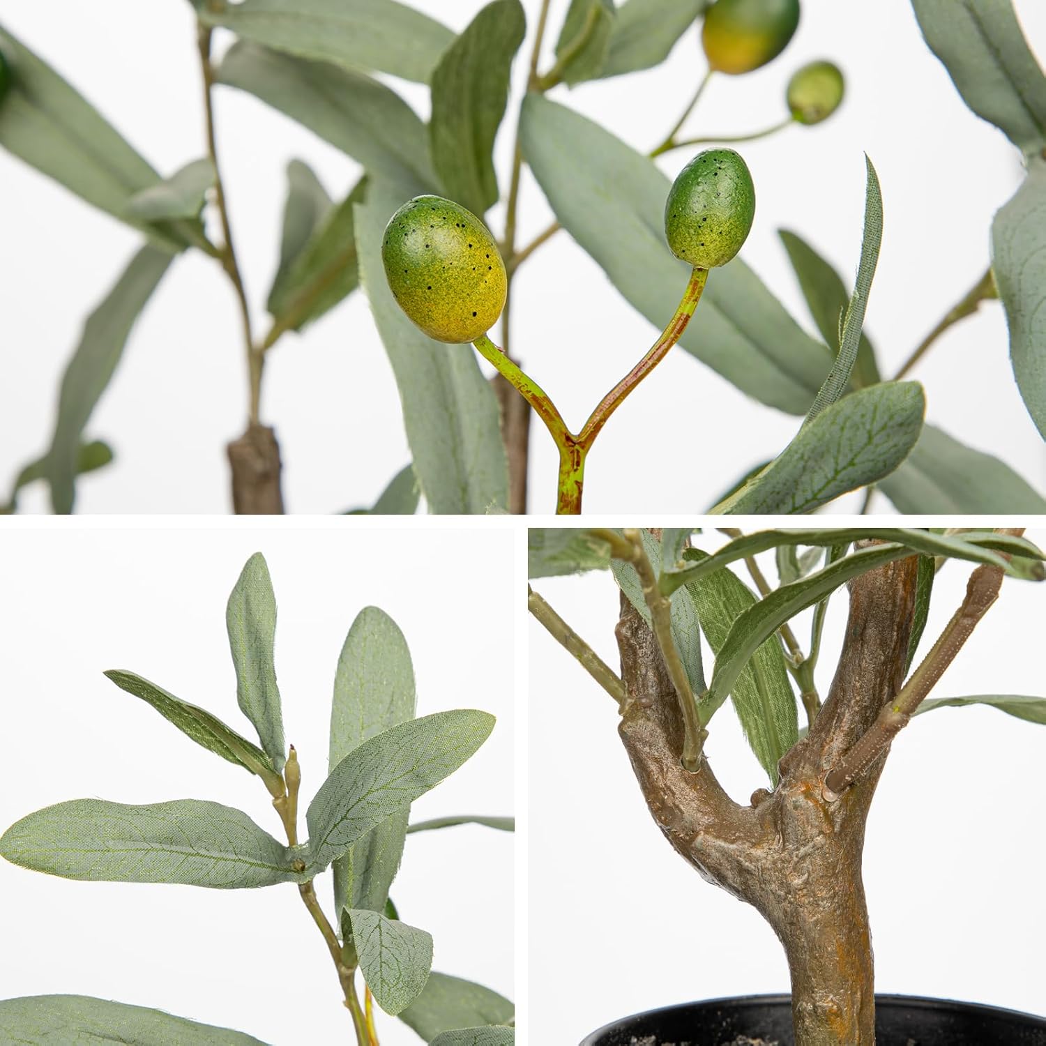 Briful Small Faux Olive Tree 18.9" Artificial Olive Plant with Black Pot Decorative Fake Olive Tree for Home Office Bathroom Table Farmhouse Décor