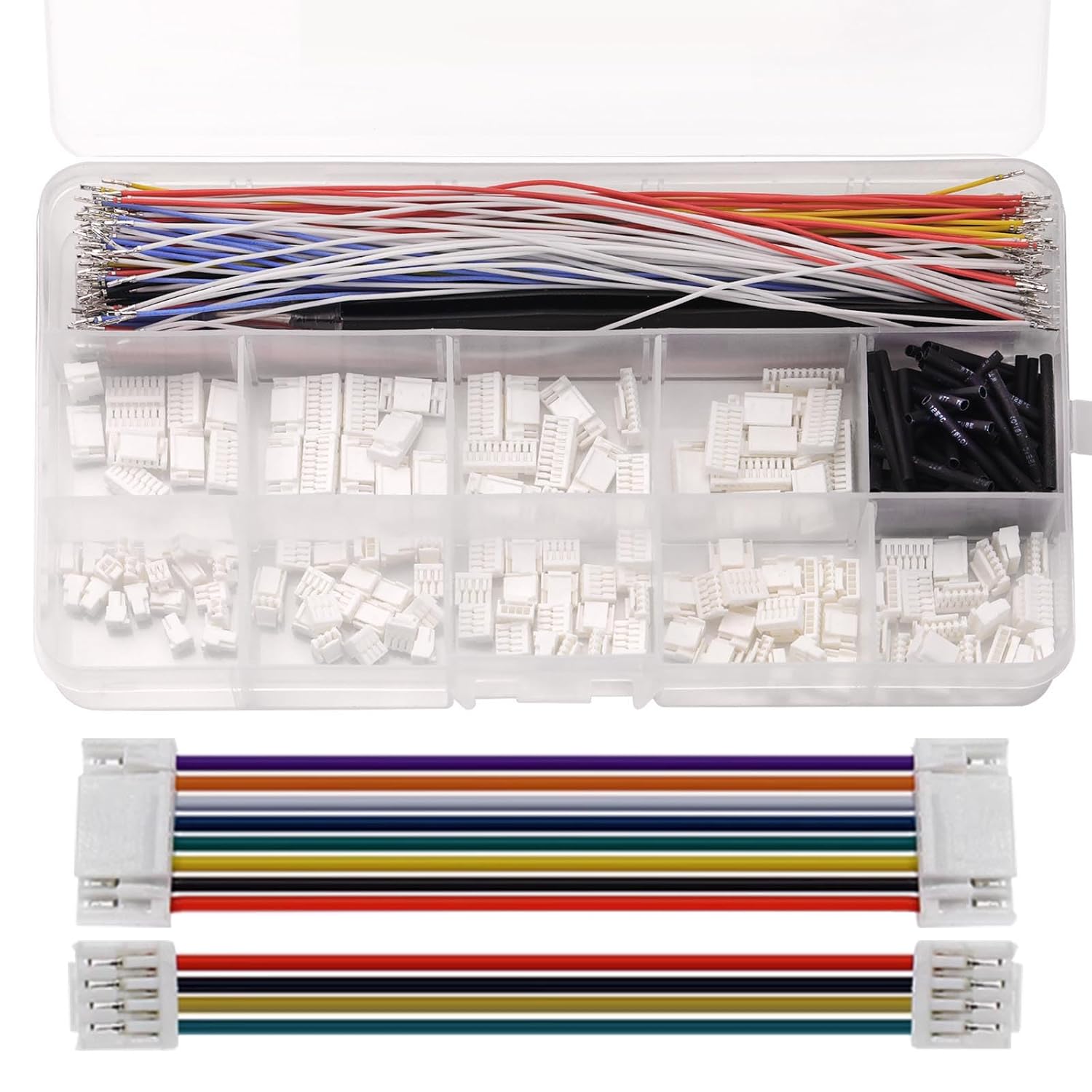 GH1.25mm Connector Kit and High Temperature Resistant pre-Crimped Cables,2/3/4/5/6/7/8/9/10 Pin Housing JST Adapter,JST GH Connector for Flight Controller