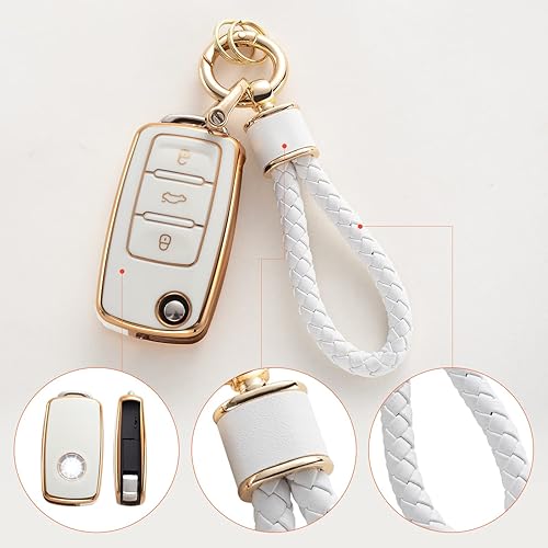 Miniatura 4 de Compatible con VW Volkswagen - Funda para llavero con llavero de TPU suave, funda protectora para llave inteligente VW Jetta Golf Polo MK6 Passat