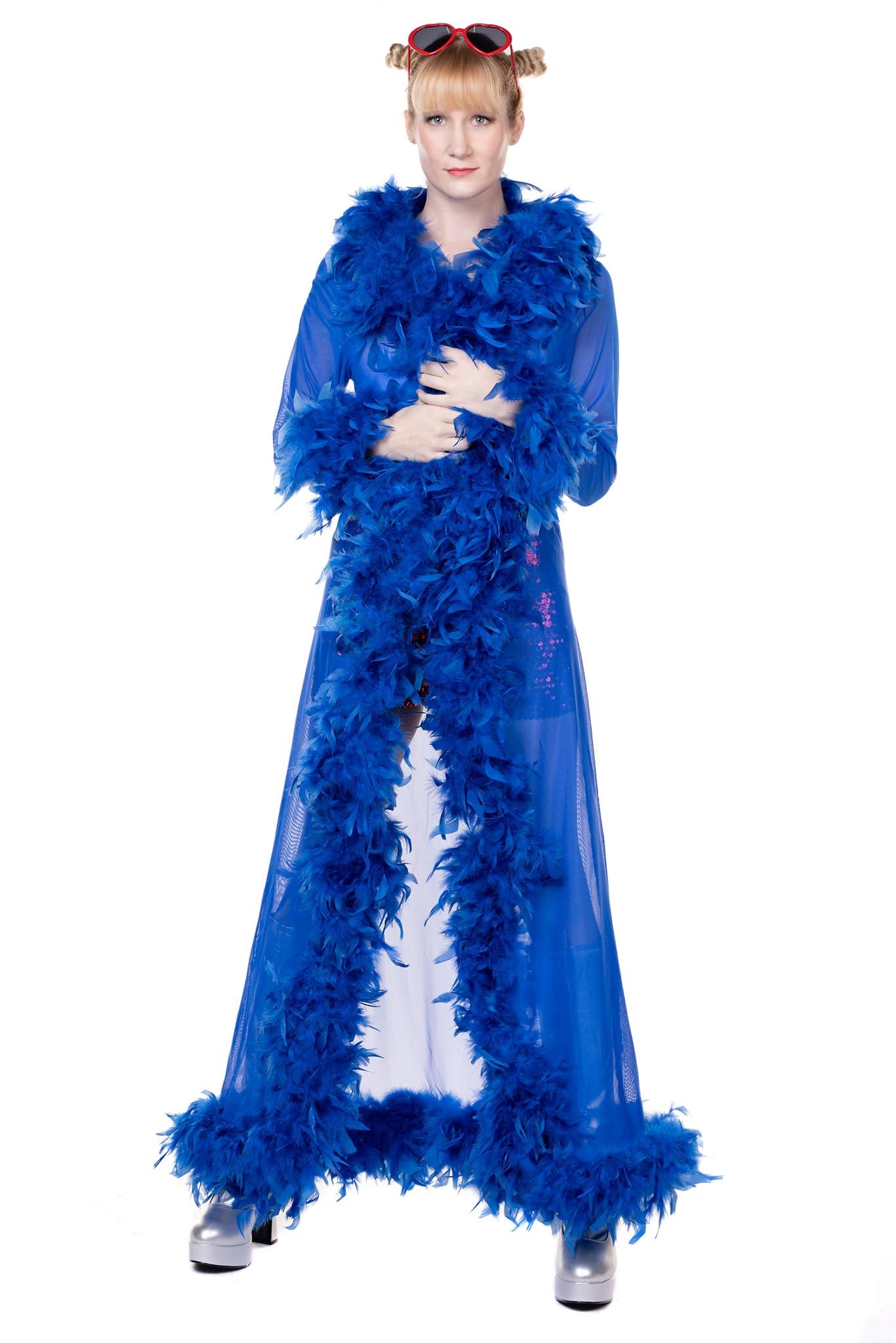 Blauer Federboa Mantel - Glamouröses Kostüm Für Karneval & Halloween