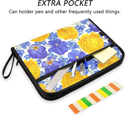 Miniatura 2 de Botanical Realistic Flowers Expandable File Folder 13 Pockets A4 Letter Size Organizer Folder with Zipper Closure Folder Organizer with Pockets for