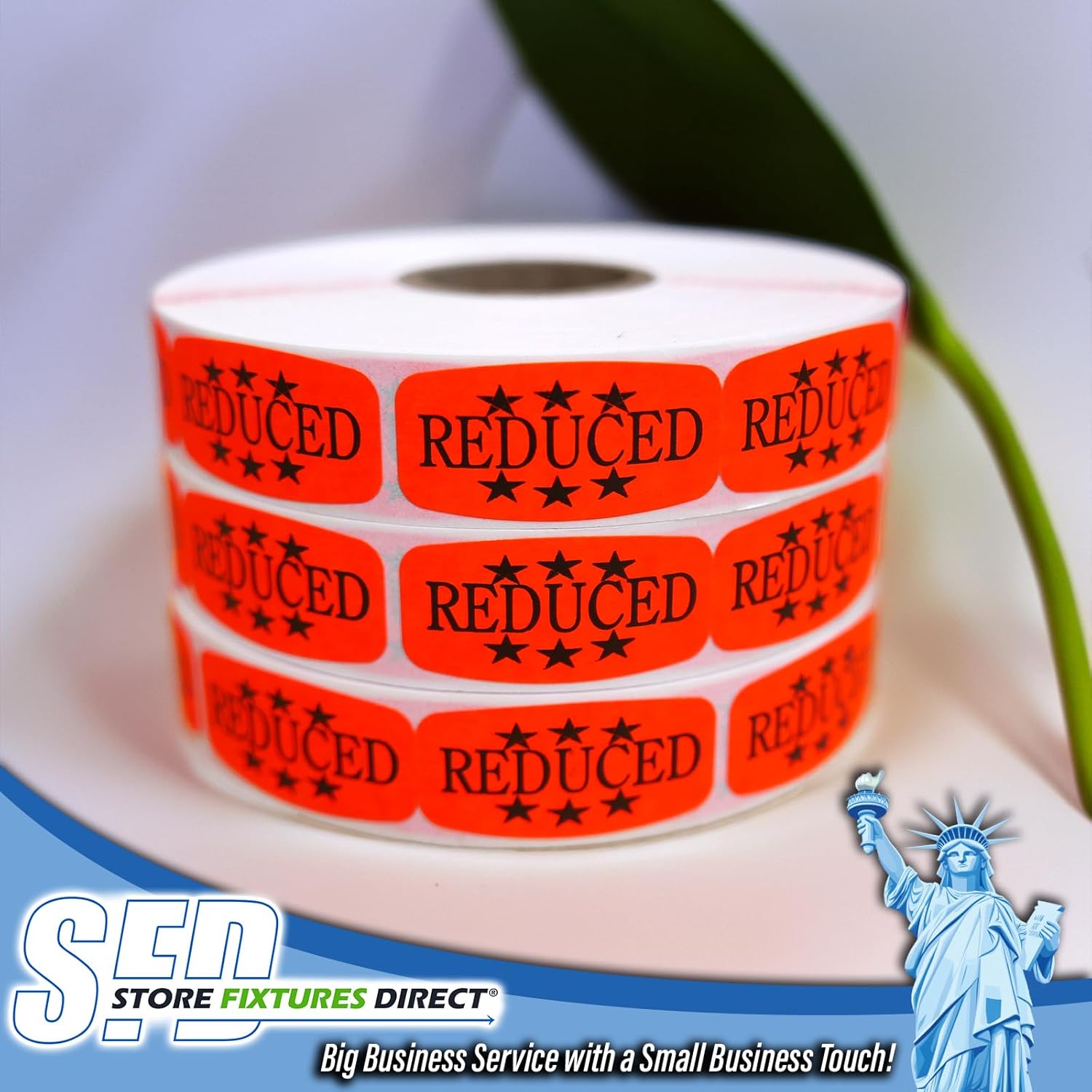 Reduced Price Store Stickers, Fluorescent Orange Self-Adhesive Retail Merchandise Labels - 3000 Pack