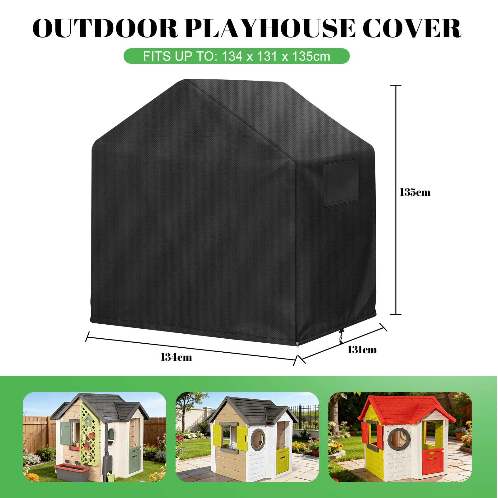 Bache Cabane Enfant, Housse Cabane pour Théâtre en Bois pour Enfants 600D Imperméable Au Vent Résistant Aux UV Bache pour Maison Enfant (L134xW131xH135cm)