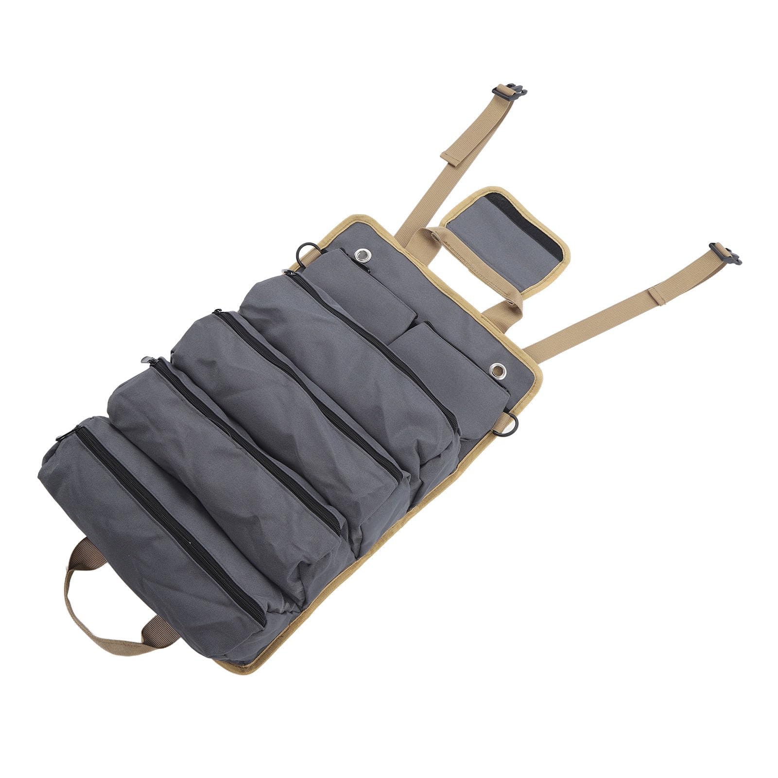 Borsa porta attrezzi multiuso, portatile, in tessuto Oxford, tasche separate, organizer per attrezzi per giardinaggio e campeggio (grigio)