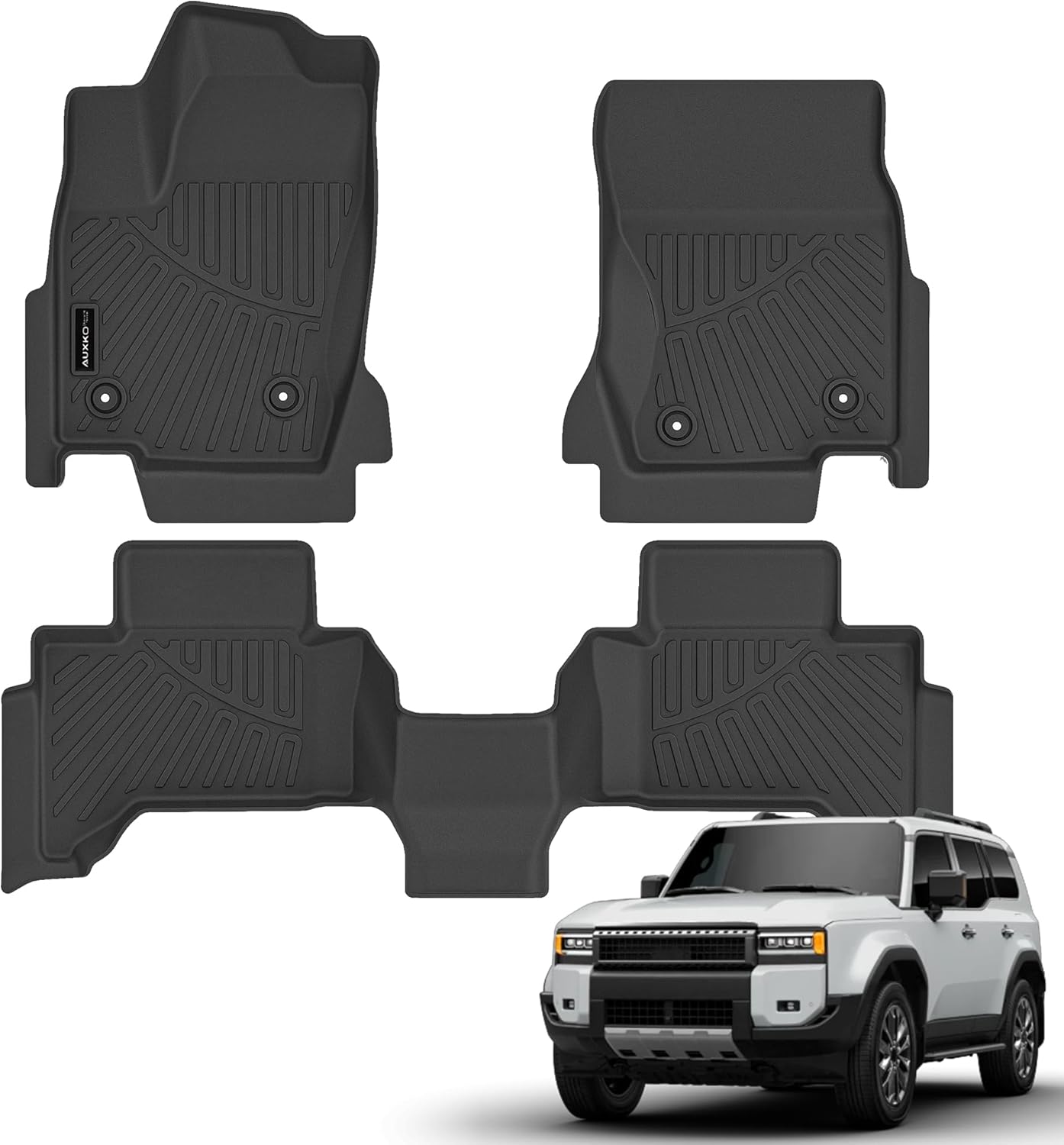 AUXKO- All Weather Floor Mats Fits for 2025 2024 Toyota Land Cruiser Prado & Lexus GX550(5&6 Seat Not 7) TPE Liner Accessoires Odorless Anti-Slip Black