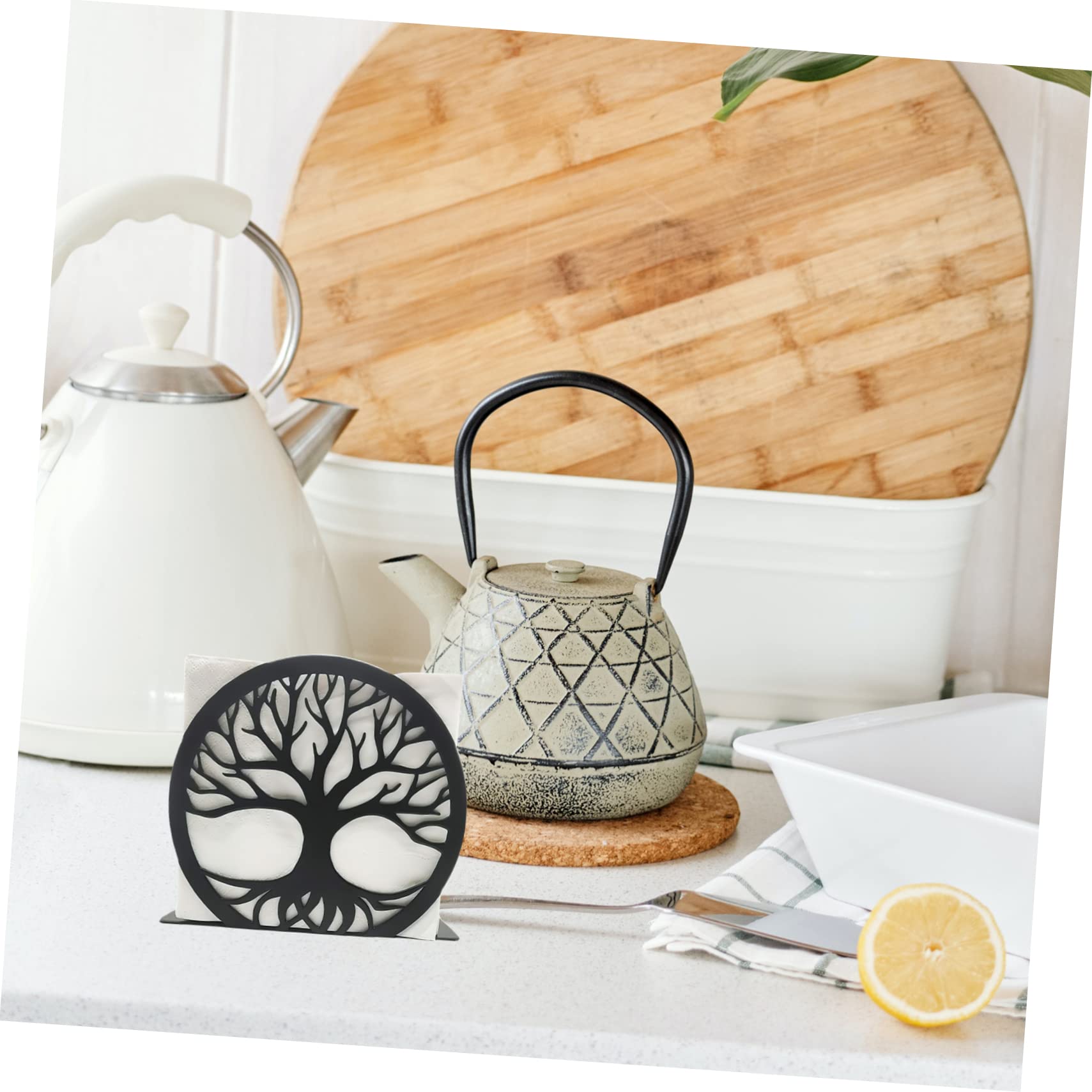 Mikinona Portatovaglioli da Cucina in Acciaio Inossidabile Nero Design Traforato Resistente e Facile Accesso, per Decorare Tavoli in Casa e Durante le Feste