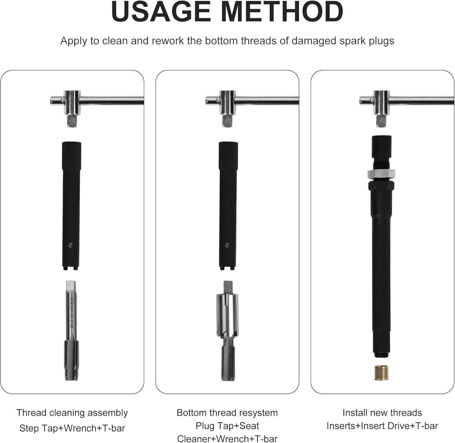 Spark Plug Thread Repair Kit, Rethreading Tool Kit, M14x1.25