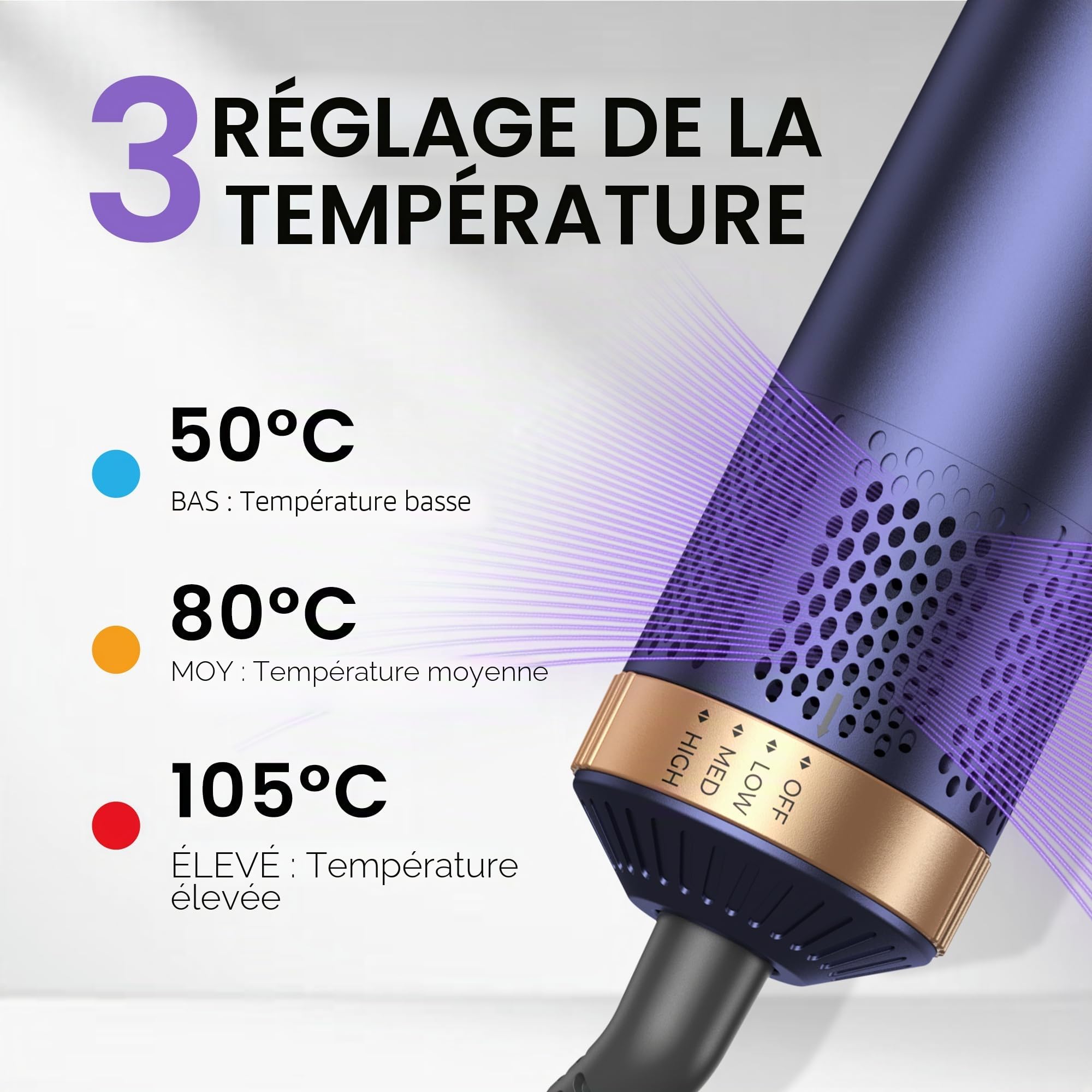 Mogawave Air Styler Airbrush 5 en 1,Seche Cheveux Pro Professionnel, Hair Styler avec Fer à Boucler à Air de 30 mm,Brosse Soufflante Ionique Pour Cheveux Bouclés et Lissés,Choix Cadeau