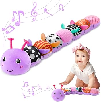 AWOTOY Baby Toys 0-6-12 Months Musical Caterpillar Plush Stuffed Animals
