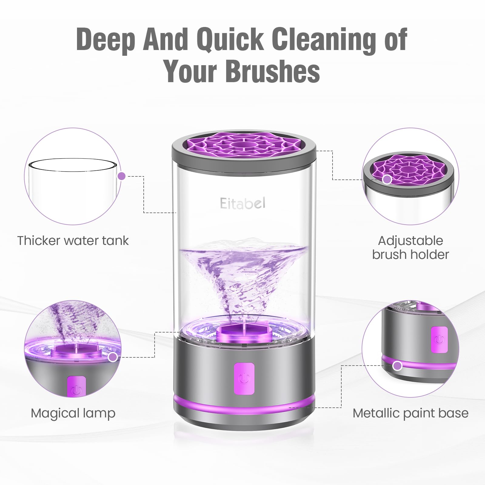 Máquina eléctrica limpiadora de brochas de maquillaje, combinada secadora y lavadora de brochas 2-en-1, limpiador giratorio automático para brochas y esponjas de maquillaje