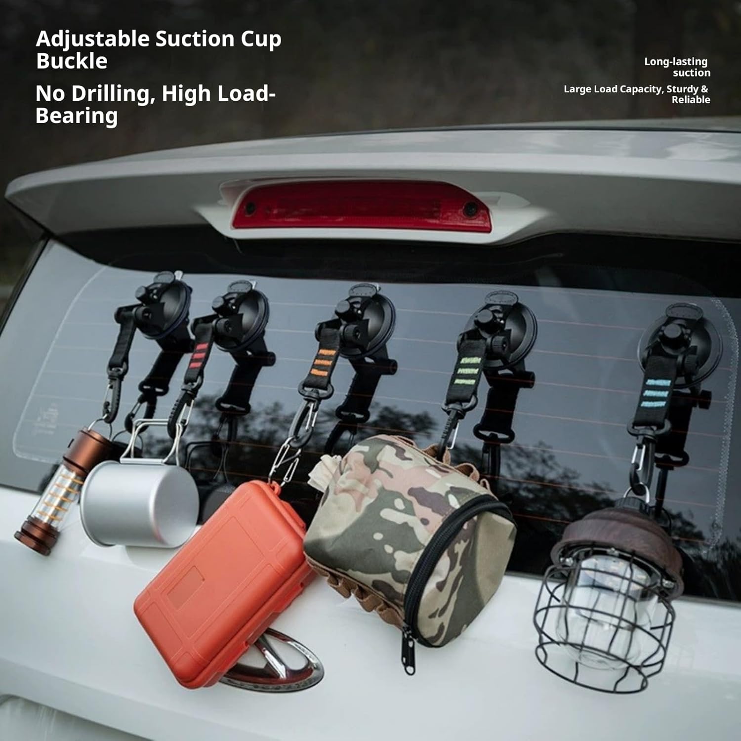 2-Pack Strong Windproof Suction Cup Hooks, Multi-Functional PP Material for Outdoor Camping, Car Mounted Tent, Camping Canopy, Home Use - Secure Grip Buckle