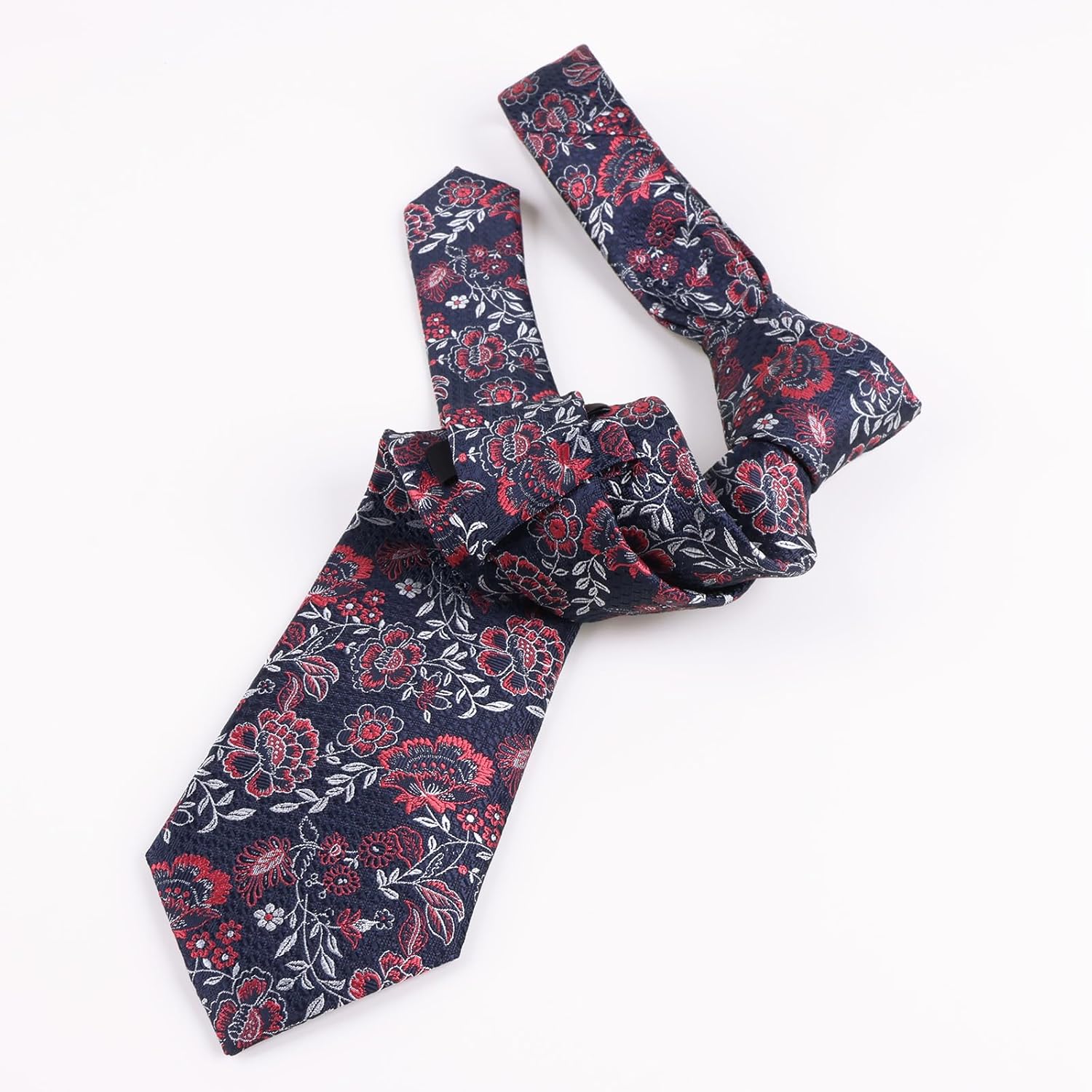Alizeal Mens 3.15'' Leaf Flower Pattern Tie with Floral Pocket Square Set - Image 4