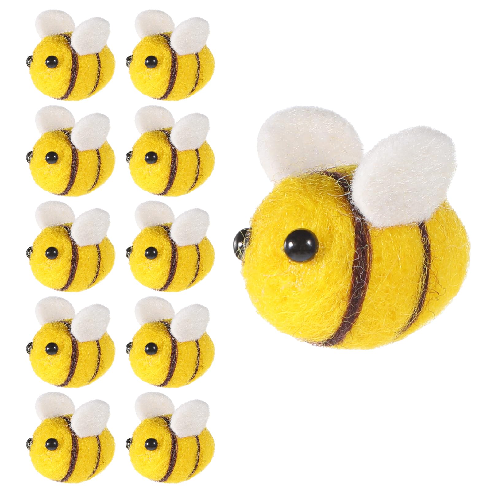 10 piezas de abejorro de fieltro de lana, mini abejas lindas abejas, suministros de manualidades, decoración de felpa para abejas, decoración de revelación de género, ropa, sombrero, regalo