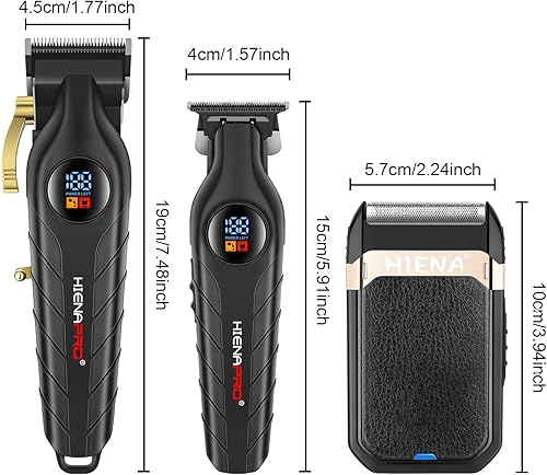 Miniatura 8 de HIENA PRO Cortadora de pelo para hombres profesionales, cortadora de pelo inalámbrica con hoja en T, cortadora de barbacabello, juego completo de