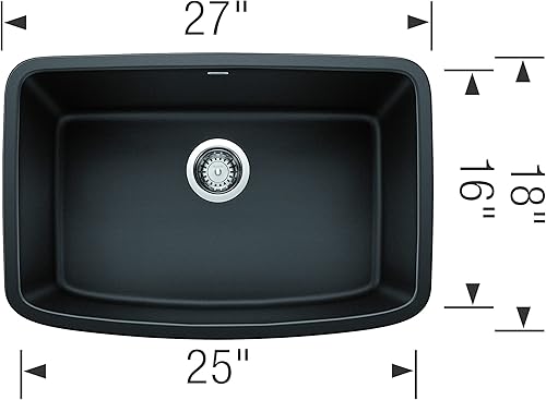Miniatura 3 de Valea - Fregadero de cocina de 27 pulgadas con tazón individual, color antracita