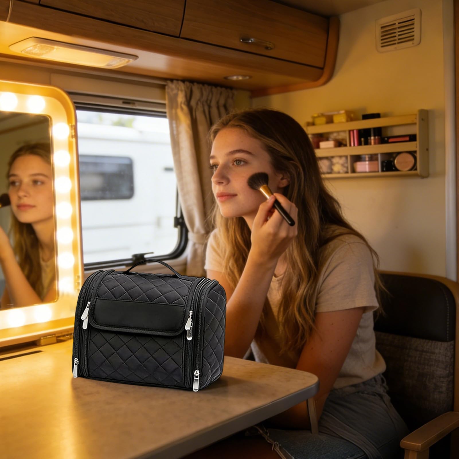 Borsa Toilette da Viaggio Organizer Appendibile per Toilette | Beauty-case Porta Cosmetici per Viaggio Aereo, Hotel, Bagno, Palestra, Doccia, Bagaglio a Mano, Valigia, Campeggio Uomo
