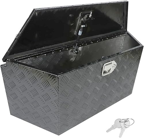 Miniatura 8 de Caja de lengua para remolque, caja de herramientas de aluminio, caja de remolque resistente con cerradura y llaves, para camioneta, RV, remolque (39
