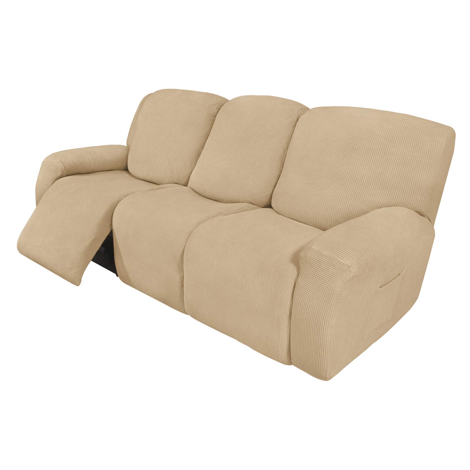 Easy-Going 8 Pieces Recliner Couch Stretch Sofa Slipcover Sand