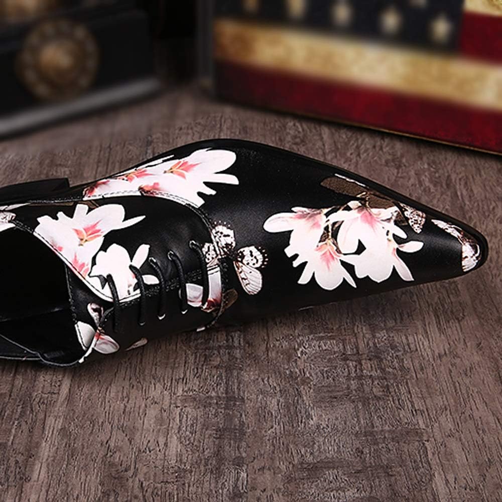 Dress Shoes for Men Loafer Men Lace Up Printed High Heel Oxford Shoes Slip On for Show Genuine Leather