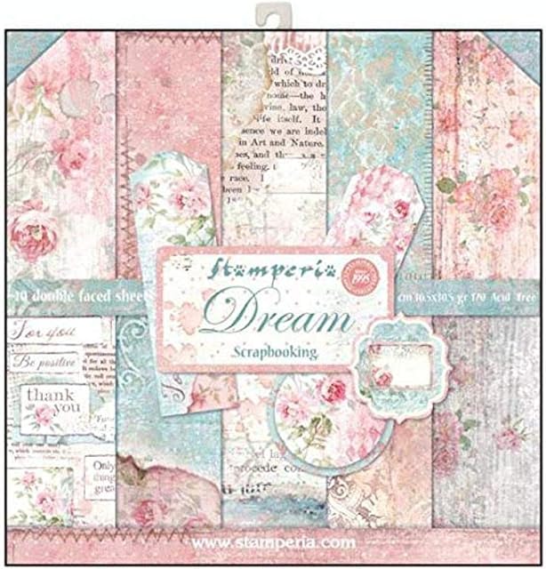 Stamperia International KFT Block 10 Sheets-Double Face Dream, Multicoloured, 30.5 x 30.5 (12" x 12")