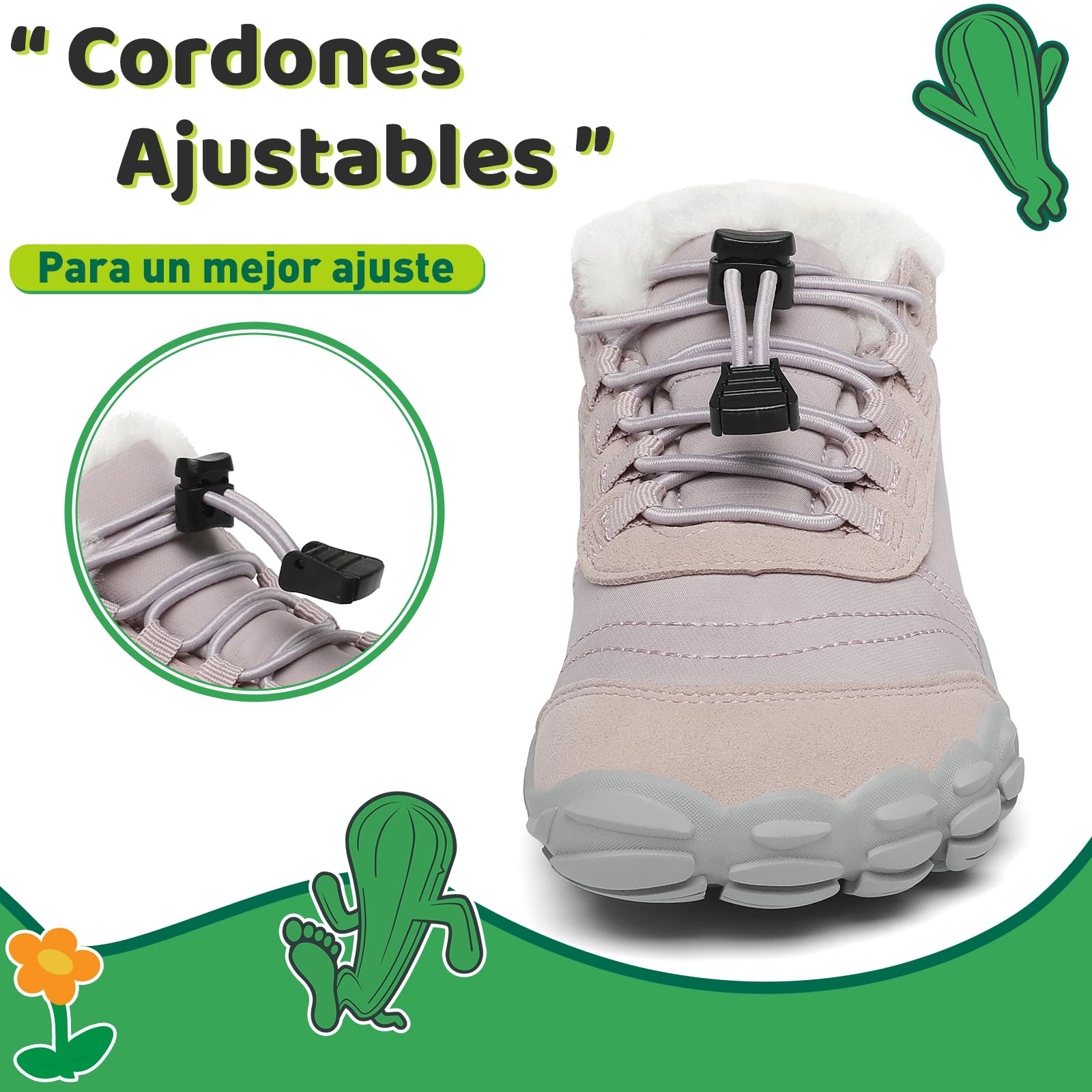 SAGUARO Barefoot Botas de Invierno Niños Cómodas y Lígeras con Forrados Caliente - Will Ⅰ, Talla 25-36