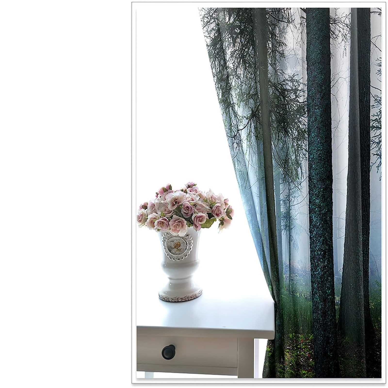 Rideau Opaque Occultant Chambre, Rideau Cuisine Extérieure Vert Arbres Psychédéliques Polyester 2 Panneaux 304x244cm