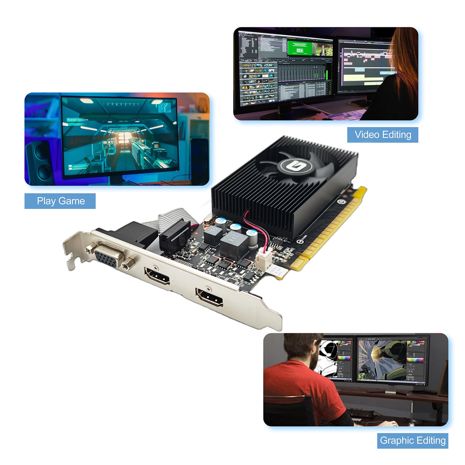 Pretender Lindaグラフィックボード Amazon.com: Glorto GeForce GT 730 4G Low Profile Graphics Card, 2X