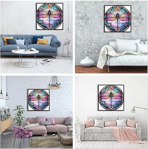Miniatura 8 de JFYHAB Kits de pintura de diamantes 5D con diseño de libélula, vitrales de bricolaje, taladro completo, pintura de diamante redondo para adultos,