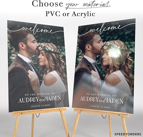 Miniatura 2 de Letrero de bienvenida de boda con foto, letrero de bienvenida a la boda  Decoración de boda personalizada perfecta para establecer el tono de tu día