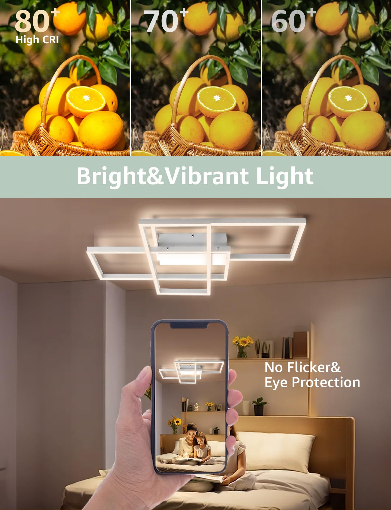 Aigostar Plafoniera Led Soffitto Dimmerabile, Plafoniera LED Moderno 4400 LM, 2700-6500 K, Lampada Da Soffitto con Controllo Remoto per Soggiorno, Camera da Letto, Sala Jantar