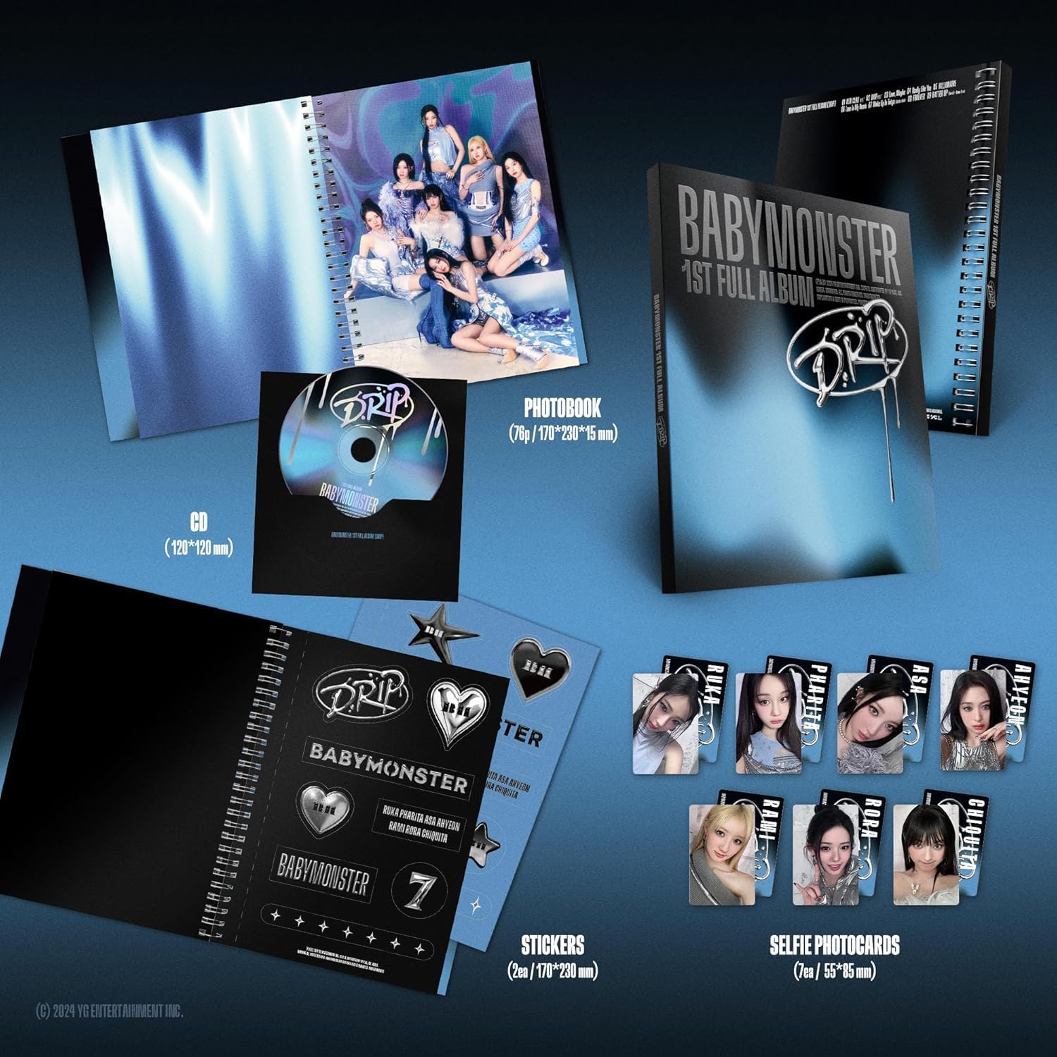 BABYMONSTER DRIP 1st Full Album Standard Ver with Tracking (BINDER Ver.) + Extra photocards
