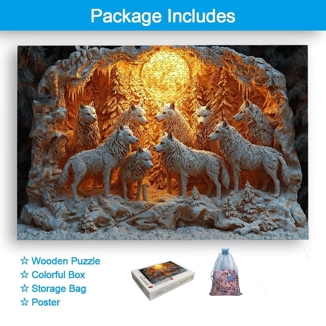 Puzzle 1500 Pièces Adultes, Puzzle 1500 Pieces Loup, Cadeau Femme -2190