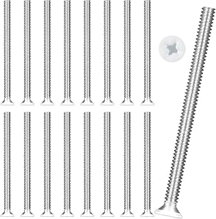 40Pcs Extra Long Outlet Screws, 6-32 x 1-1/2 Inch White Painted Flat Head Machine Screws Wall Plate Screws for Fix Repair Wonky and Sunken Outlet