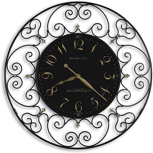 Howard Miller Joline Wall Clock – Elegant Oversized Decorative Analog Clock Striking Black Iron Finish Quartz Howard Miller Joline Wall Clock – Elegant Oversized Decorative Analog Clock Striking Black Iron Finish Quartz Movement, Perfect for Room Decor, Bedroom, Office, Kitchen & Outdoor Spaces