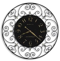 Howard Miller Joline Wall Clock – Elegant Oversized Decorative Analog Clock Striking Black Iron photo Howard Miller Joline Wall Clock – Elegant Oversized Decorative Analog Clock Striking Black Iron
