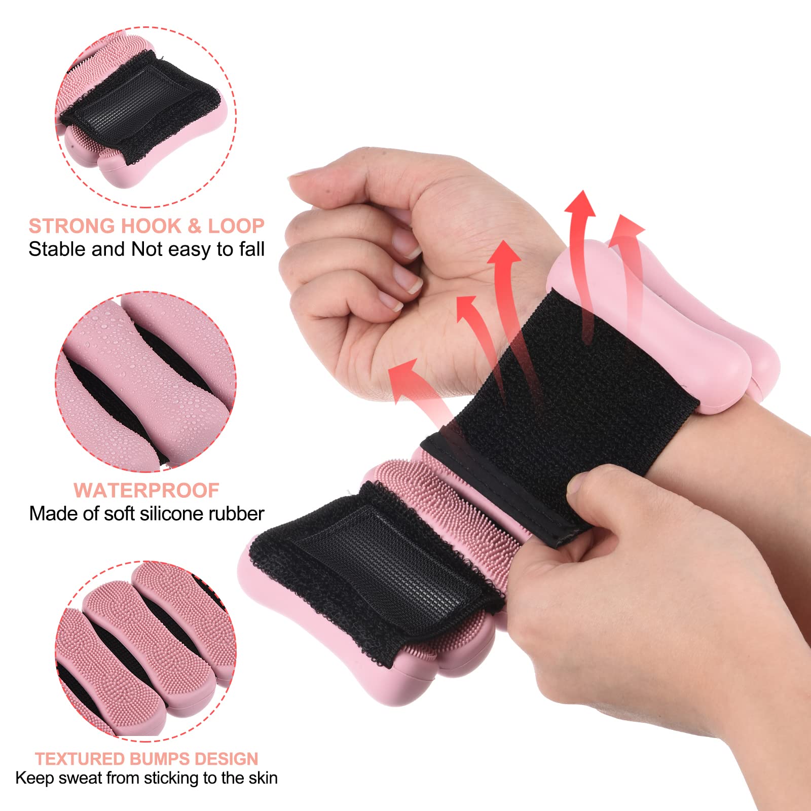 PATIKIL Muñeca Peso Pulsera para Mujer, 1 Par 2Lbs Ajustable Muñeca Tobillo Correa para Hombre Fuerza Entrenamiento Pierna Pesas para Yoga, Gimnasio, Danza, Caminar, Rosa
