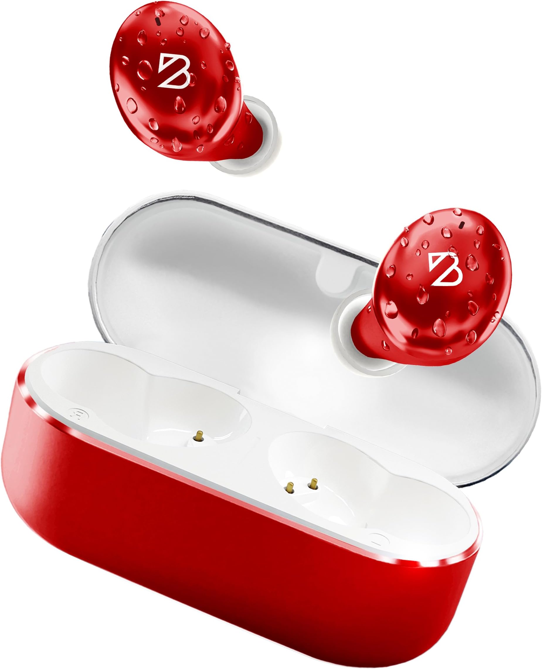 Tempo 30 Wireless Earbuds for Small Ears - Award-Winning Sound, Sweatproof Bluetooth Earbuds, Comfortable Ear Buds for Women, Earphones Small Ear Canals, Long Battery, Red