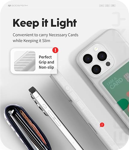 Miniatura 3 de GOOSPERY Rail 2 - Funda para tarjetas con tarjetero compatible con iPhone 15 Pro silicona ligera + protección suave Soporte para tarjetas de