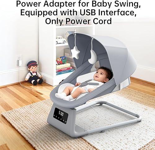 Miniatura 2 de Cargador de columpio para bebé de 5 V, adaptador USB de cable de alimentación de 6.6 pies con indicador LED, protección múltiple, para columpios