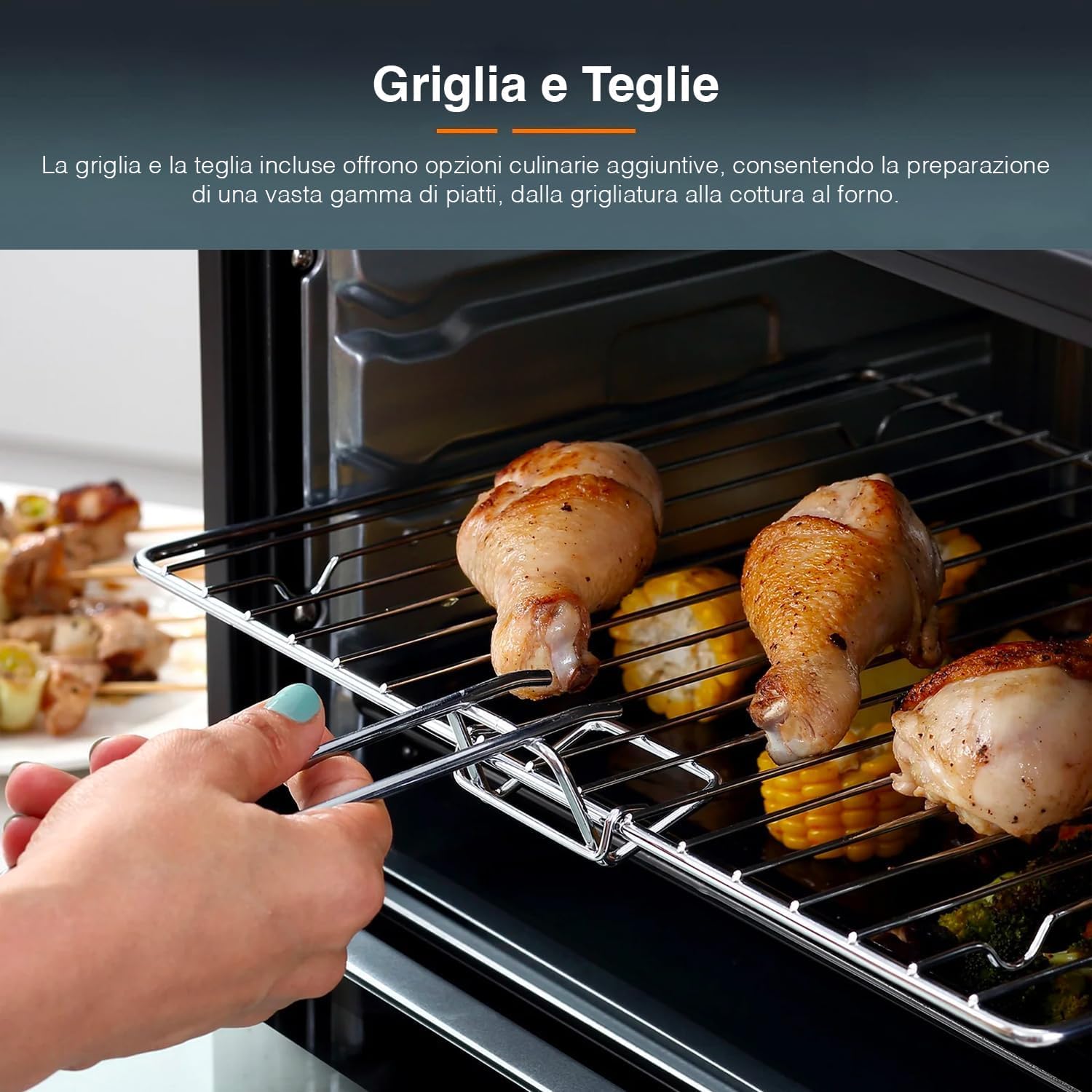 FORNO MULTIFORNO ELETTRICO VENTILATO 80 LITRI CON TEGLIA E GRIGLIA DCG MB9880