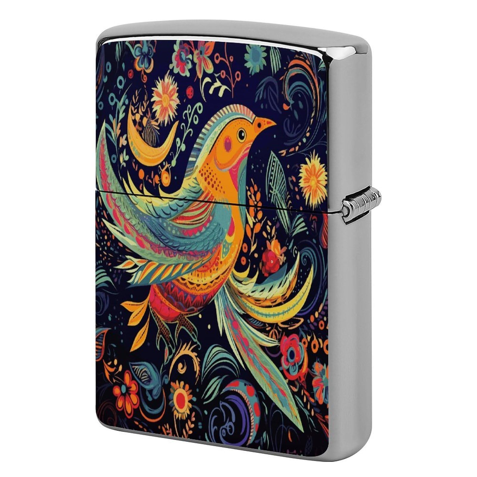 Fodpand Style Ethnic Birds Metal Lighter Case Cover Lighter Sleeve