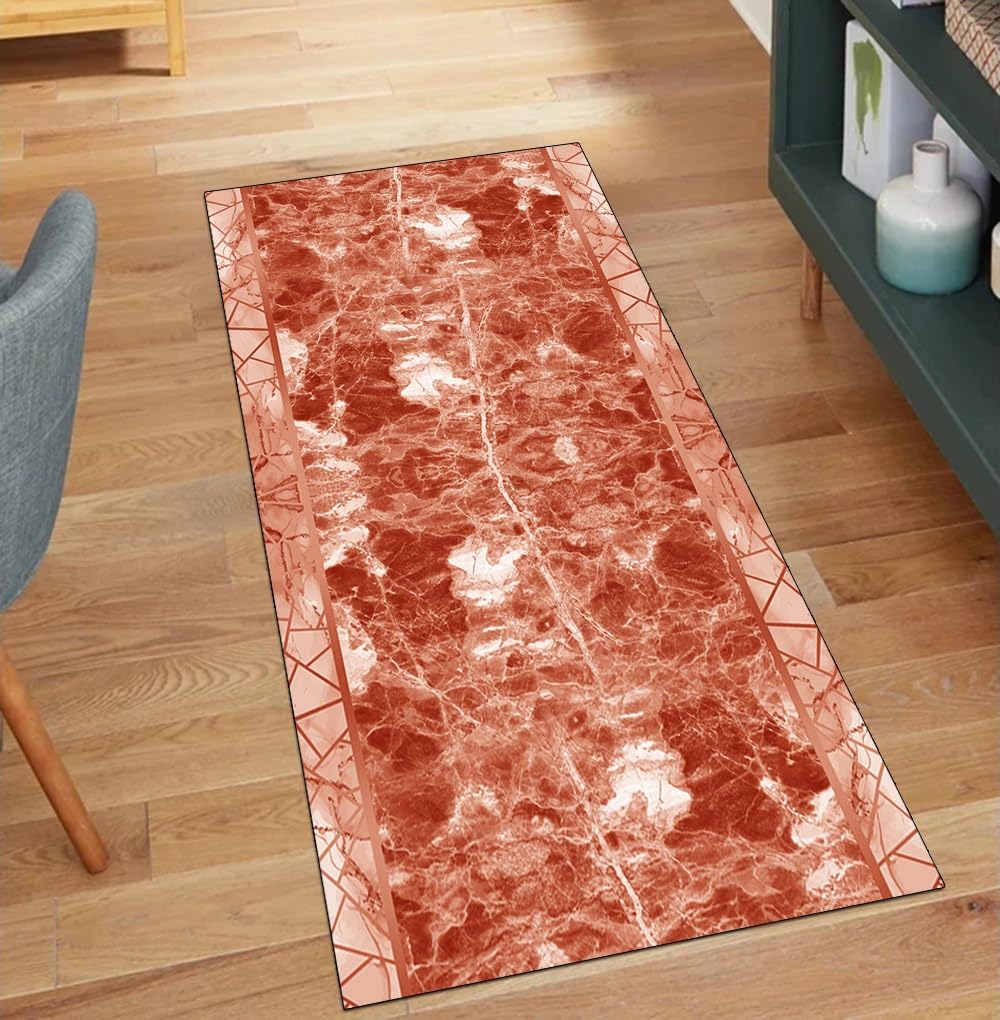 Alfombra de cocina por metros abstracta roja lavable de 120 x 120 cm