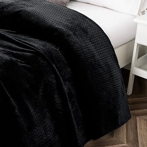 Miniatura 7 de Whale Flotilla Manta de forro polar jacquard ultra transpirable tamaño Queen (90 x 90 pulgadas) con patrón de ondas de felpa, manta suave y