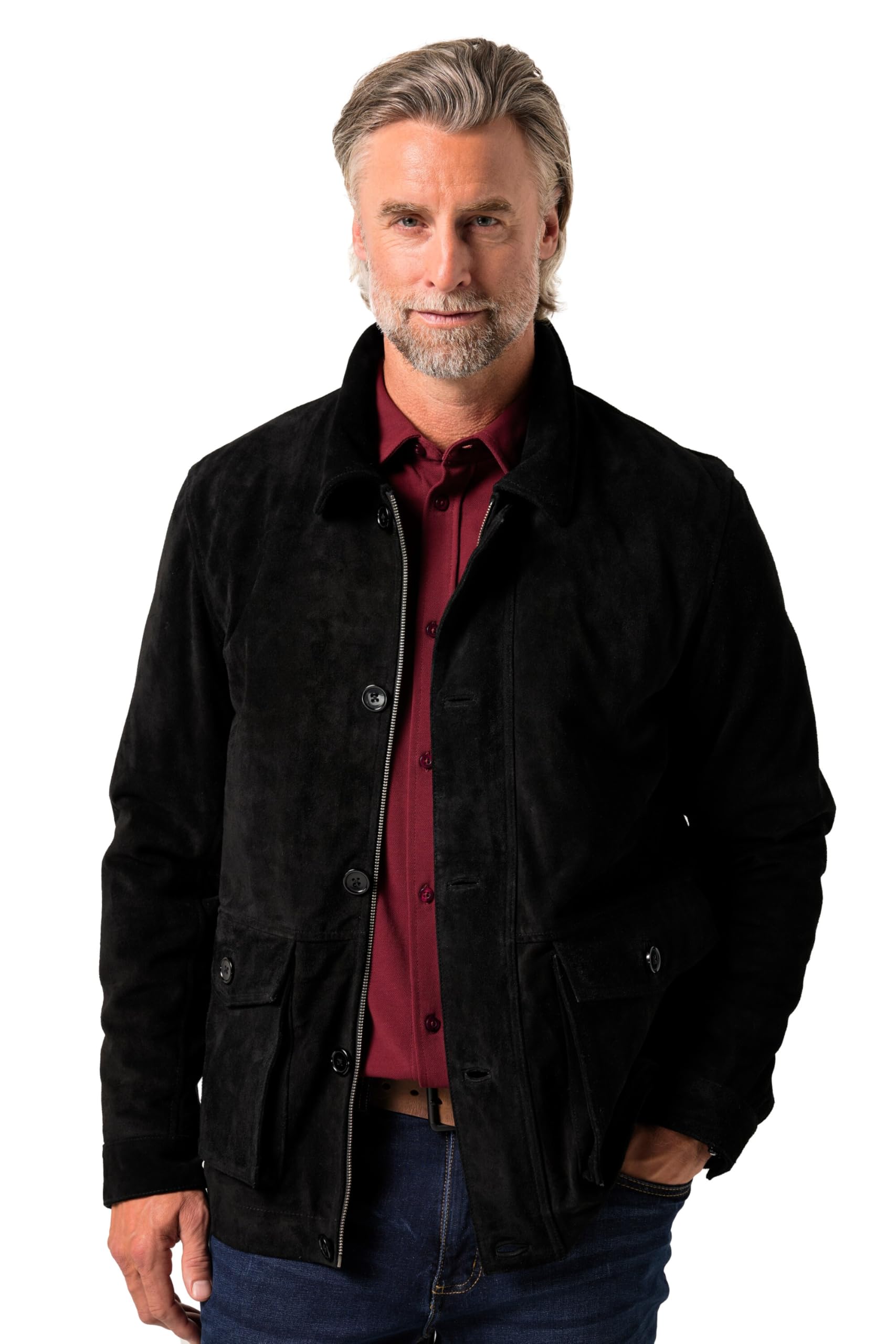 Boston Park Herren große Größen Übergrößen Menswear L-8XL Lederjacke, Leder, bestes Rindlseder, Pattentaschen 841764